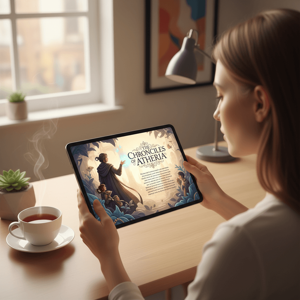 Multiple users collaborating on a shared story with synchronized character avatars