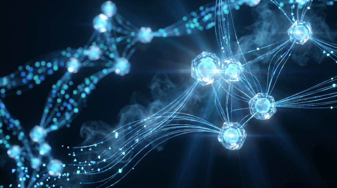 AI neural network visualization with glowing data pathways